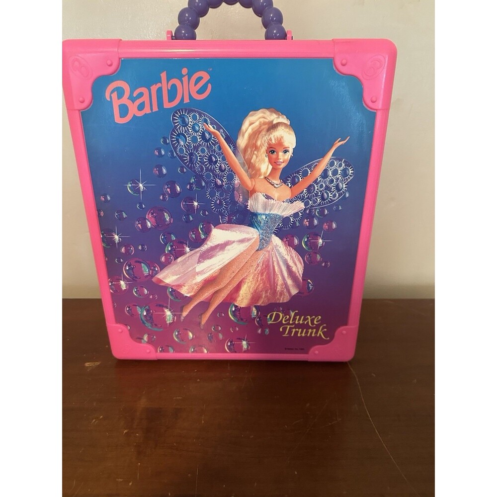Mattel 1995 Barbie Deluxe Doll Trunk Wardrobe Carry Case Suitcase In Pink 90s